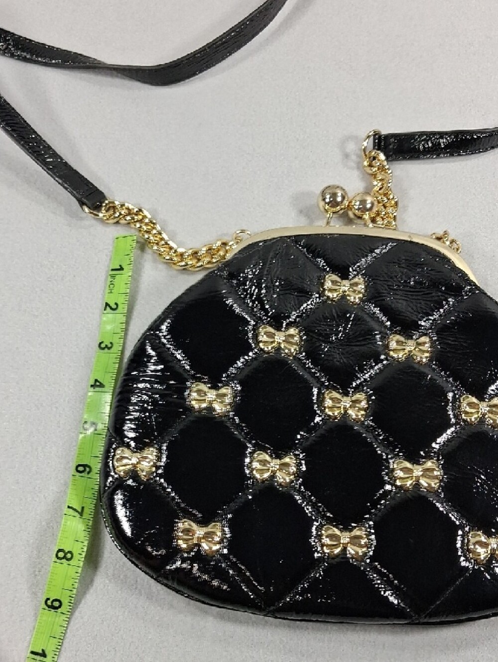 Black Quilted Crossbody Bag with Gold Accents - Picture 6 of 6
